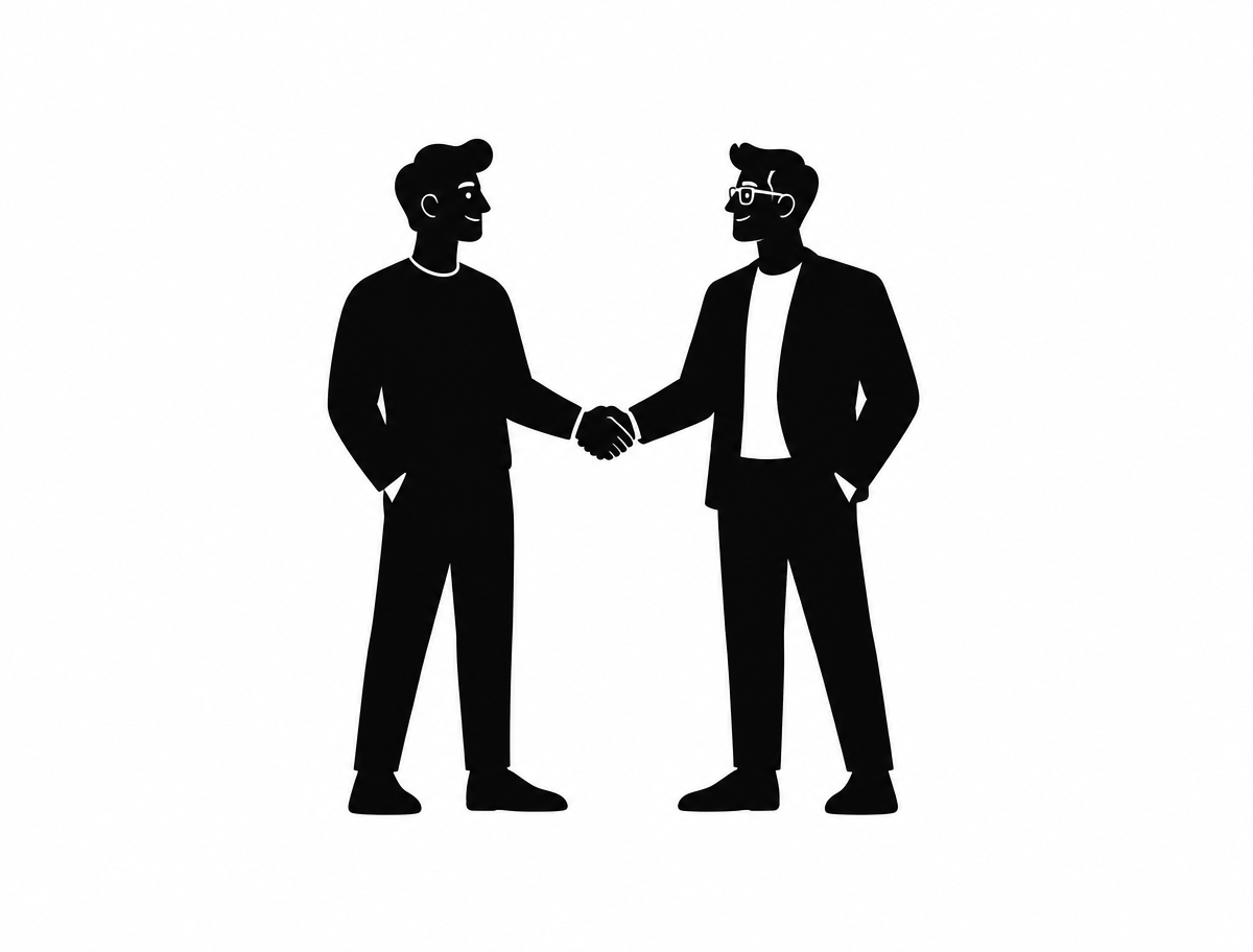 Two Reelमित्र founders shaking hands